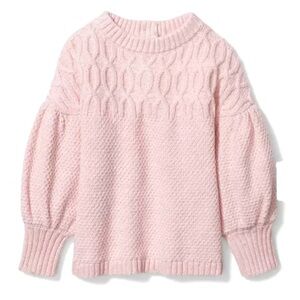 Janie and Jack Textured Wool Blend Sweater, Pink Cable Knit, Size 18-24 Months